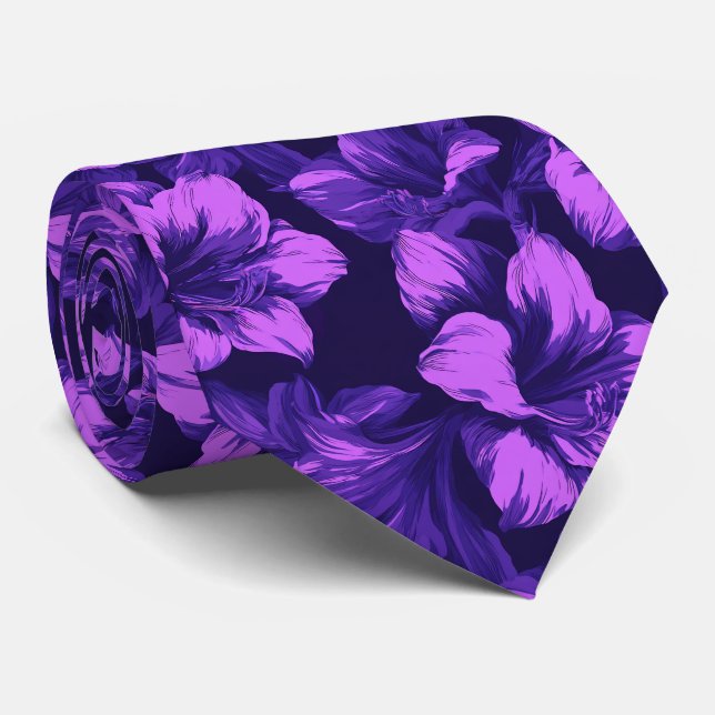 Corbata de hombre con estampado de amarilis para b (Enrollado)