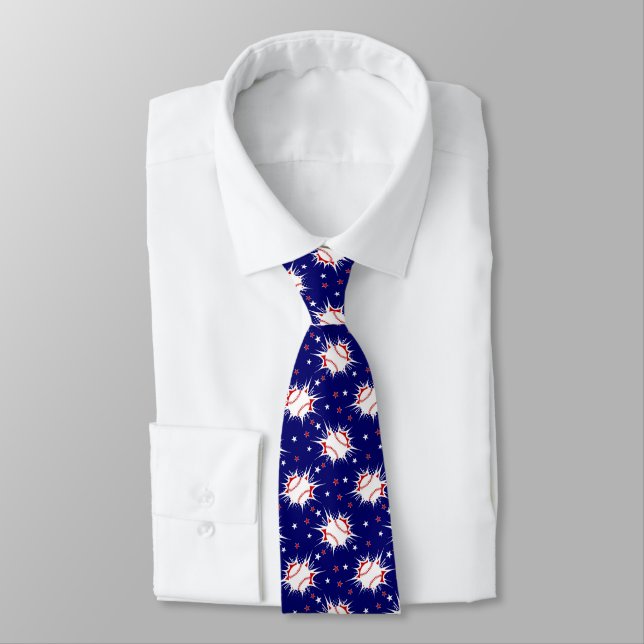 Corbata de hombre con estampado de béisbol (Atado)