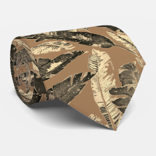 Corbata de hombre con estampado de hoja bronceada