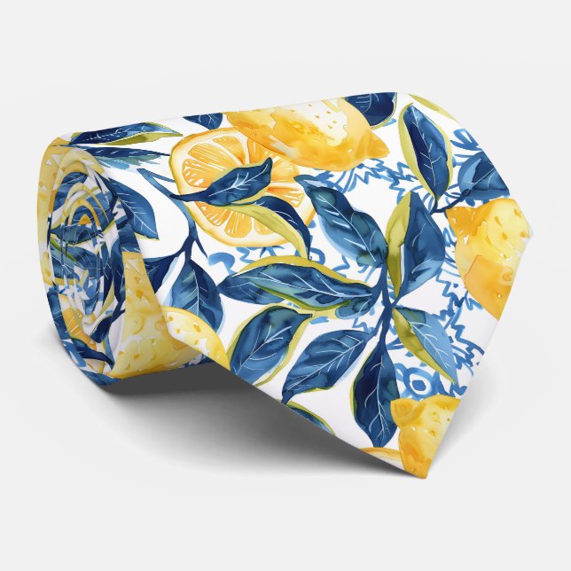 Corbata de hombre con estampado de limón  (Enrollado)