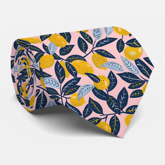 Corbata de hombre con estampado de limón  (Enrollado)