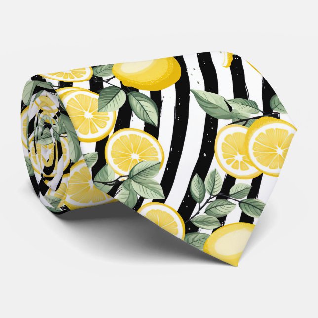 Corbata de hombre con estampado de limón  (Enrollado)