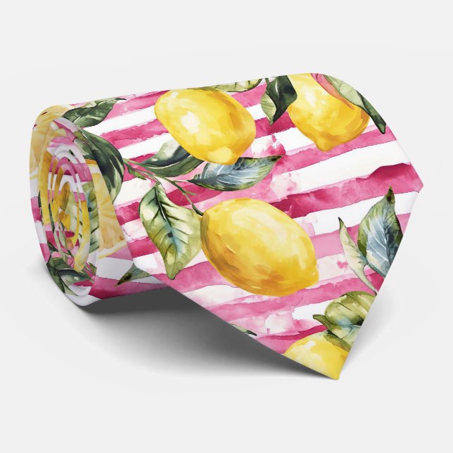 Corbata de hombre con estampado de limón  (Enrollado)