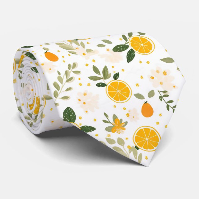 Corbata de hombre con estampado de limón  (Enrollado)