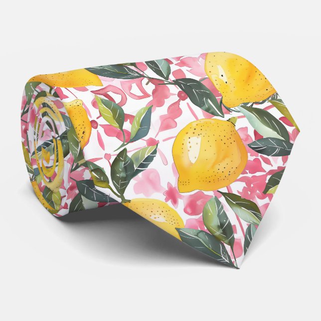 Corbata de hombre con estampado de limón  (Enrollado)