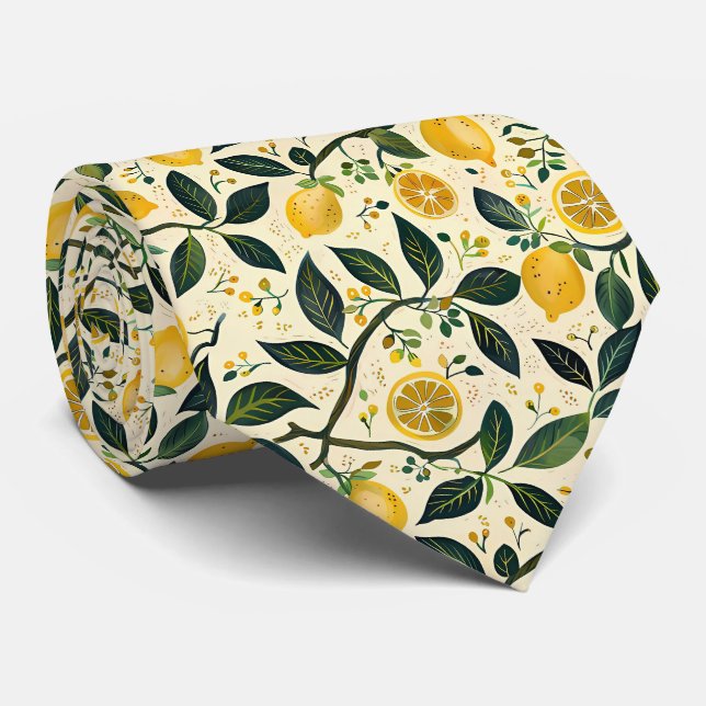 Corbata de hombre con estampado de limón  (Enrollado)