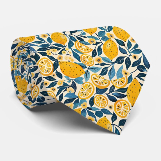 Corbata de hombre con estampado de limón  (Enrollado)
