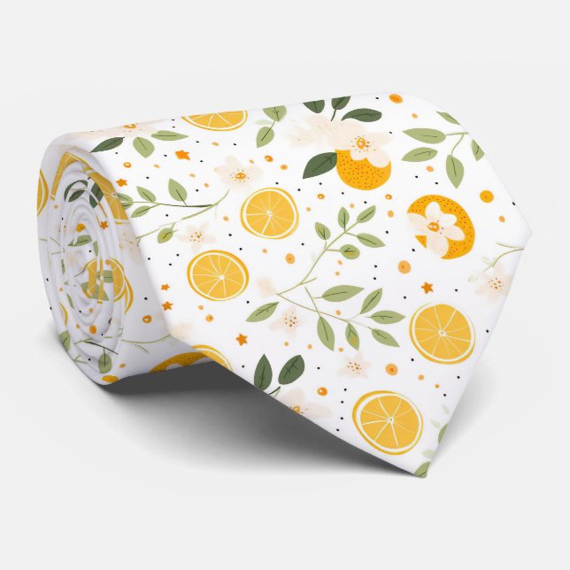 Corbata de hombre con estampado de limón  (Enrollado)