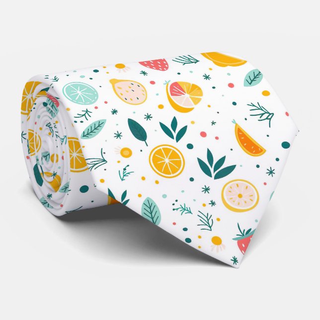 Corbata de hombre con estampado de limón  (Enrollado)