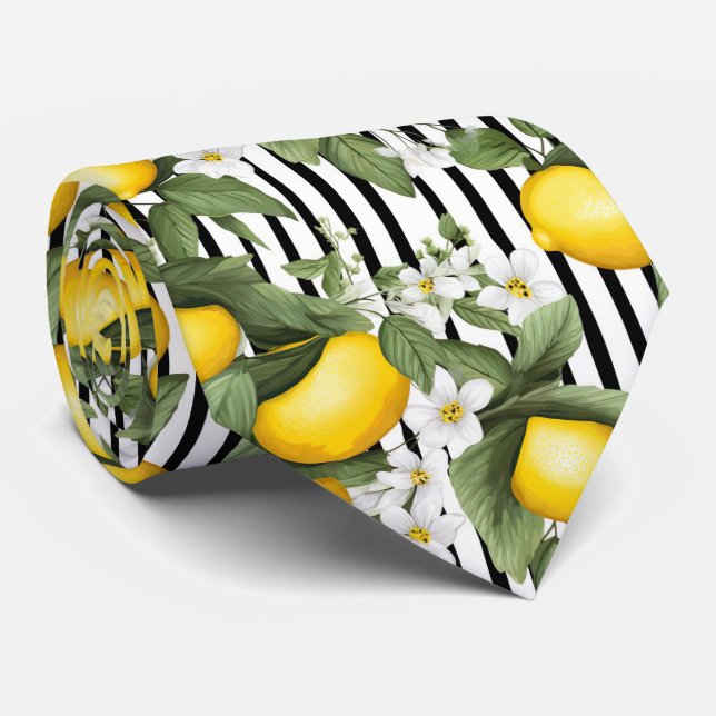 Corbata de hombre con estampado de limón  (Enrollado)