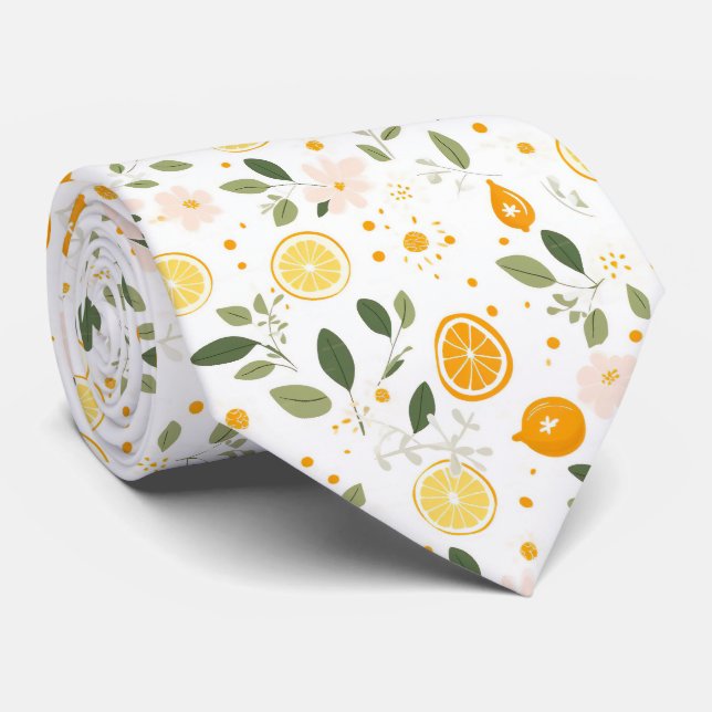 Corbata de hombre con estampado de limón  (Enrollado)