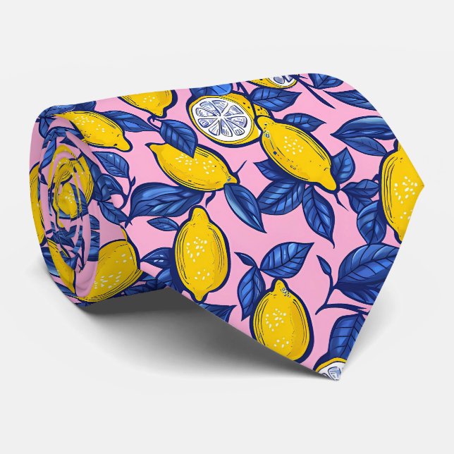 Corbata de hombre con estampado de limón  (Enrollado)