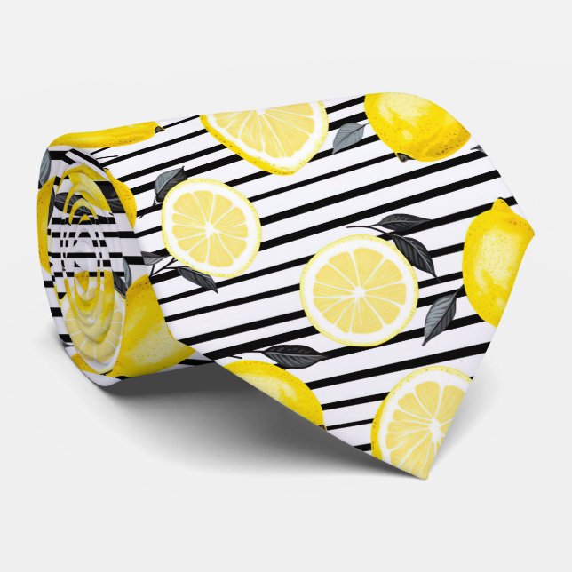 Corbata de hombre con estampado de limón  (Enrollado)