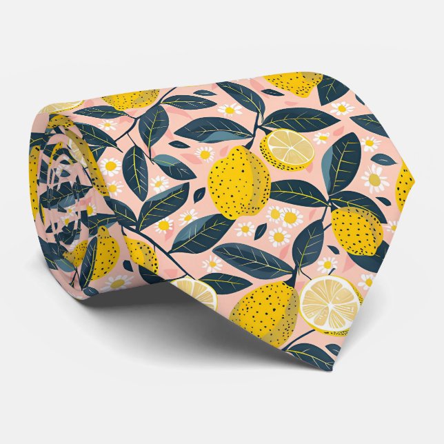 Corbata de hombre con estampado de limón  (Enrollado)