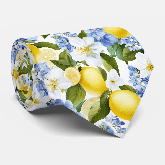 Corbata de hombre con estampado de limón  (Enrollado)