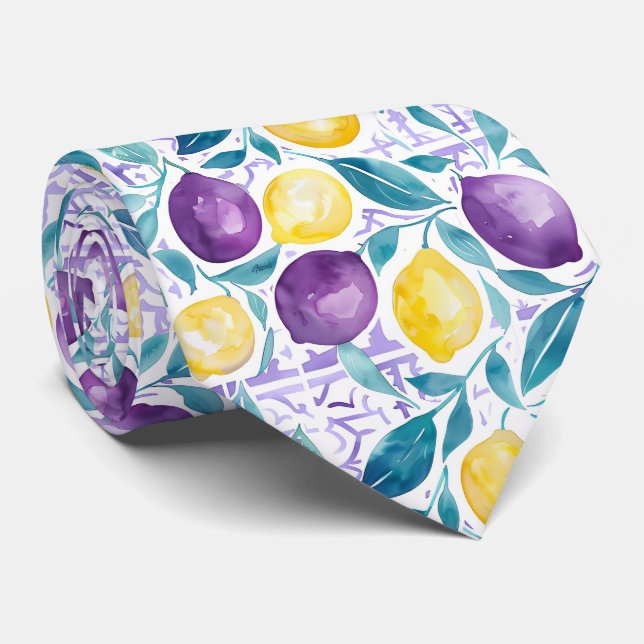 Corbata de hombre con estampado de limón  (Enrollado)