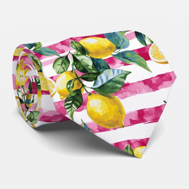 Corbata de hombre con estampado de limón  (Enrollado)