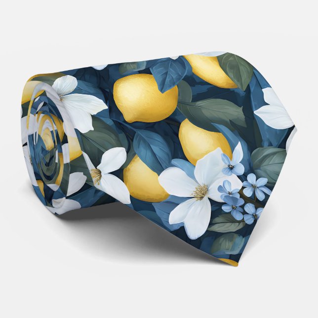 Corbata de hombre con estampado de limones (Enrollado)