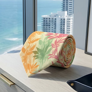 Corbata de hombre con follaje tropical al estilo M