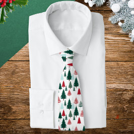 Corbata de hombre con patrón de Navidad de bosque 