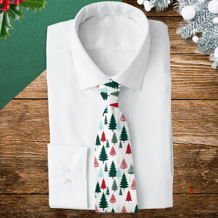 Corbata de hombre con patrón de Navidad de bosque