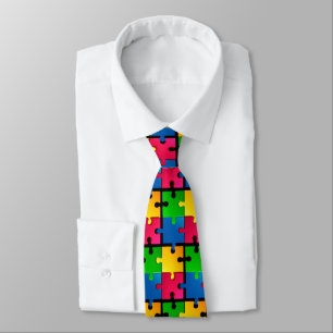 Corbata de hombre con patrón de rompecabezas color