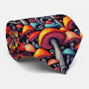 Corbata de hombre con patrón psicodélico de hongos