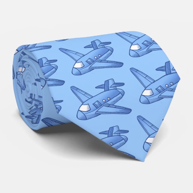 Corbata de hombre de avión azul claro (Enrollado)