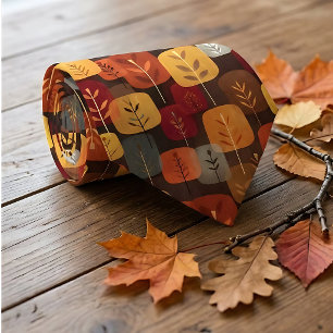 Corbata de hombre de bosque de otoño modernista de