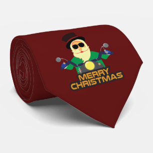 Corbata de hombre de Papá Noel motero