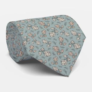 Corbata de hombre floral azul rosa blanca delicada