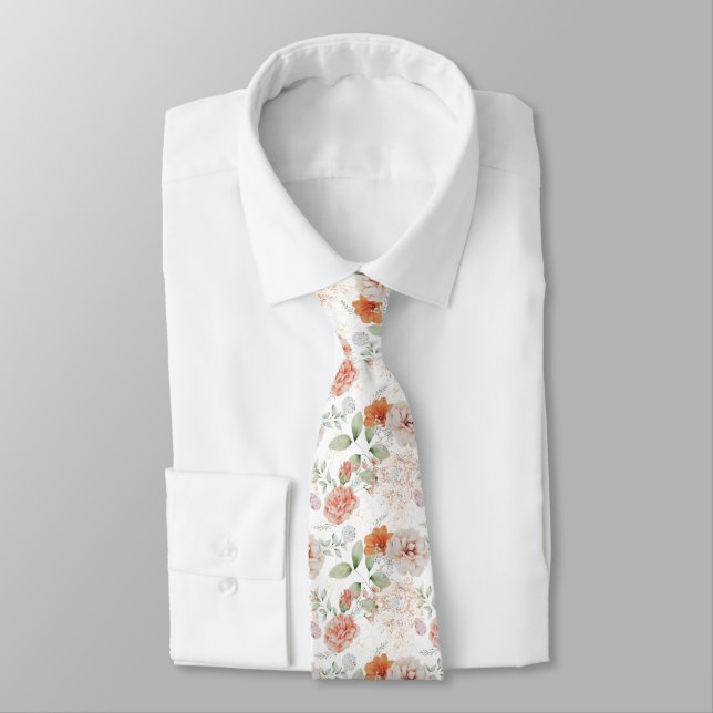 Corbata de hombre floral de acuarela rosa suave el (Atado)