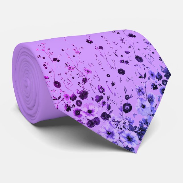 Corbata de hombre floral de lavanda (Enrollado)