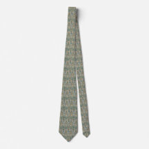 Corbata De Hombre Floral Verde Azul Beige