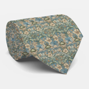 Corbata De Hombre Floral Verde Azul Beige