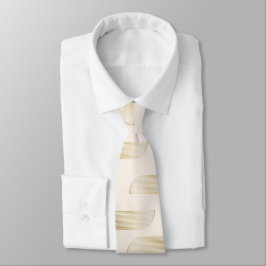 Corbata de hombre geométrica de lujo beige y dorad