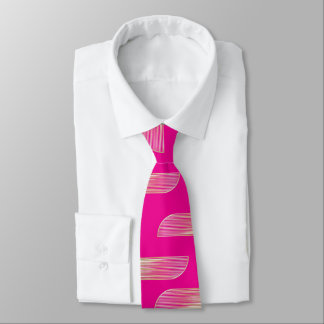 Corbata de hombre geométrica rosa de lujo y dorada