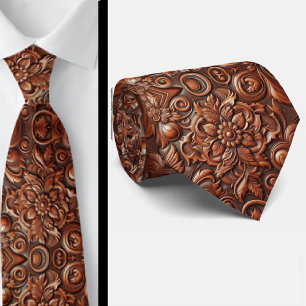 Corbata de hombre retro de cuero falso marrón occi