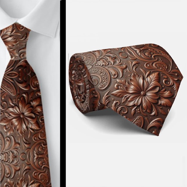 Corbata de hombre retro de cuero falso marrón occi (Subido por el creador)
