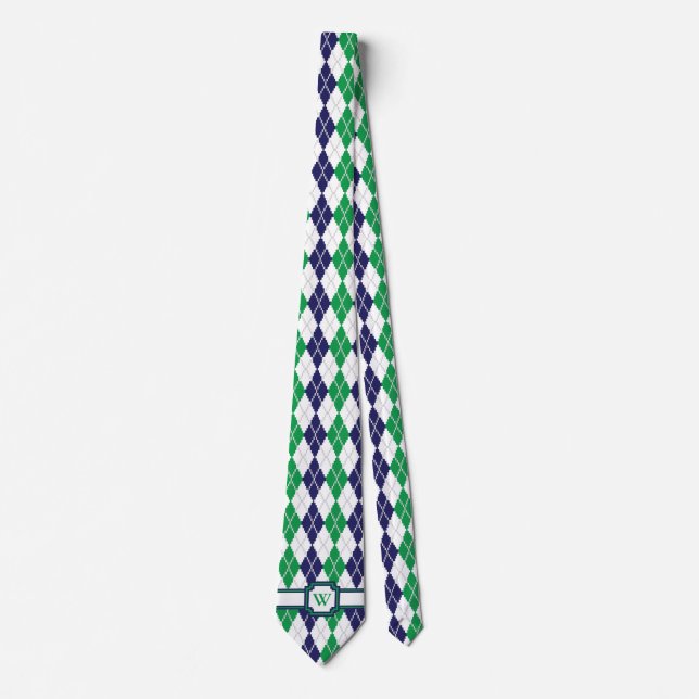 Corbata de hombre verde argyle (Anverso)