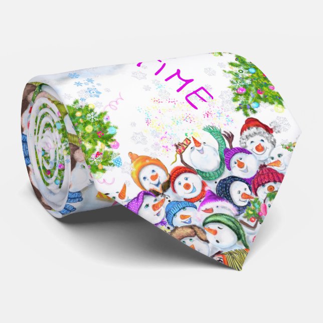 Corbata de Hombres de Nieve de Navidad (Enrollado)