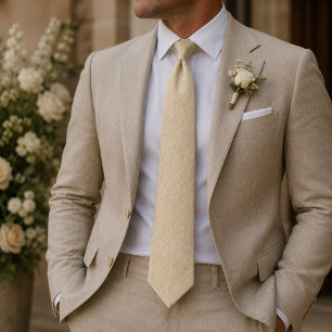 Corbata de Jacquard Botánico Perla de Champán