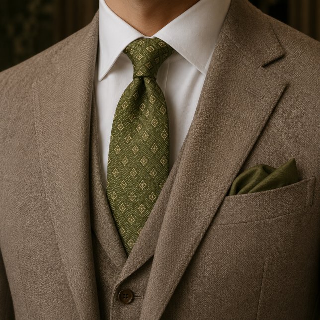 Corbata de Jacquard Soft Olive Estate | Lujo Diner (Subido por el creador)