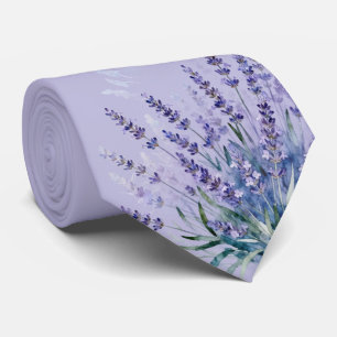 Corbata de lavanda en acuarela suave púrpura