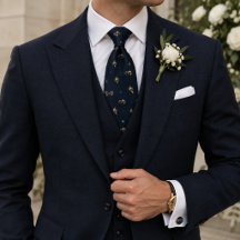 Corbata de lazo de boda Old Money con boutonniere
