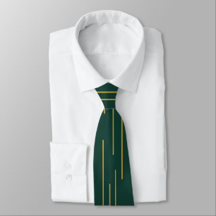 Corbata de Línea Geométrica de Oro Verde Esmeralda