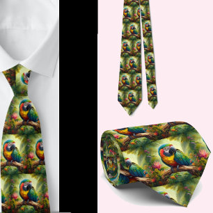 Corbata de loros arcoíris hermosos