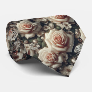 Corbata de Lujo para Boda Rosas Rosadas y Diaman