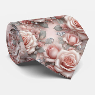 Corbata de Lujo para Boda Rosas Rosadas y Diaman