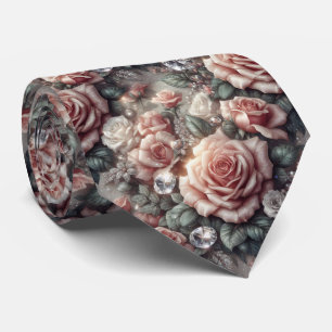 Corbata de Lujo para Boda Rosas Rosadas y Diaman